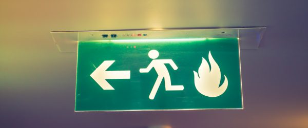Fire exit ( Filtered image processed vintage effect. ) . Fire exit ( Filtered image processed vintage effect. )